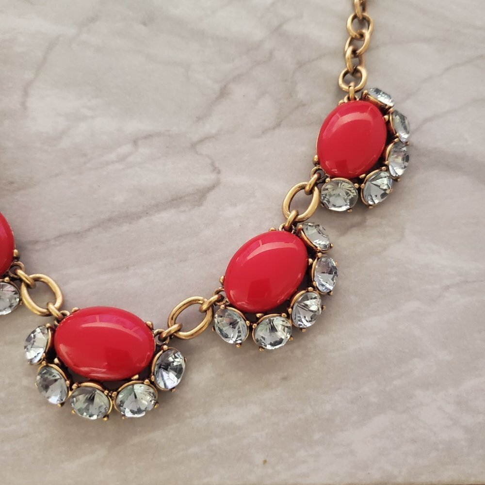 ✨ Stella & Dot Red Rhinestone Crystals Cluster antiqued distressed Statement ✨ - Picture 6 of 13